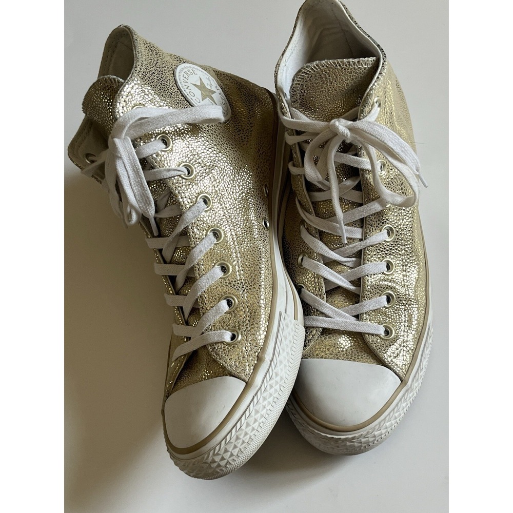Converse Chuck Taylor All Star Stingray Metallic Leather Hi-Top Sneakers, Sz 10
